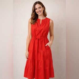 Maggy London Vibrant Red Sleeveless Midi Dress